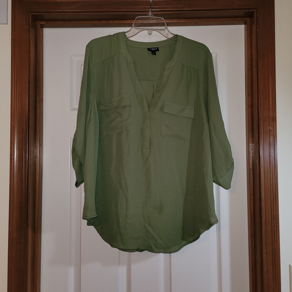 Torrid Green Blouse with Pockets